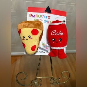 Smoochy Pet Pals ~SqueakyCrinkle Dog Toy.  Pizza 🍕 5” Coke 6”